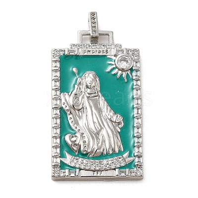 Brass Micro Pave Cubic Zirconia Pendants with Enamel KK-H458-01P-14-1