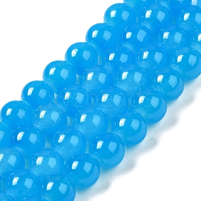 Baking Paint Imitation Jade Glass Round Bead Strands X-DGLA-Q021-8mm-13-1