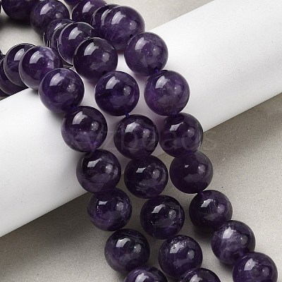 Round Natural Amethyst Gemstone Bead Strands G-J333-01-12mm-1