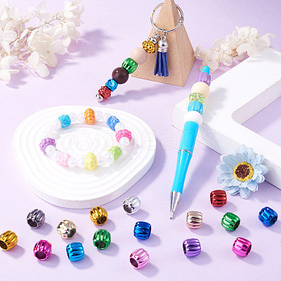 100Pcs UV Plating Opaque Acrylic European Beads PACR-TA0001-32B-1