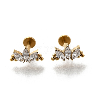 F136 Titanium Clear Cubic Zirconia Labrets AJEW-D302-01G-1