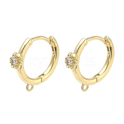 Brass Micro Pave Clear Cubic Zirconia Hoop Earring Findings KK-G547-04G-1