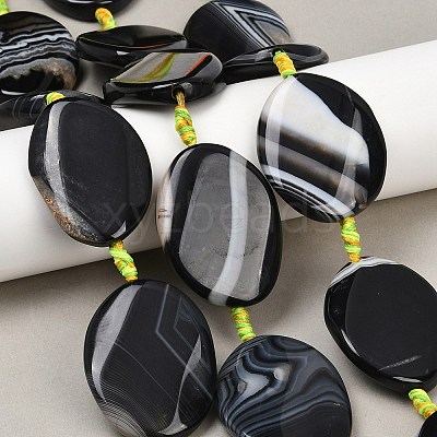 Natural Banded Agate Beads Strands G-P605-L02-07-1