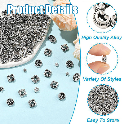 180Pcs 6 Styles Alloy Beads FIND-YW0010-61-1