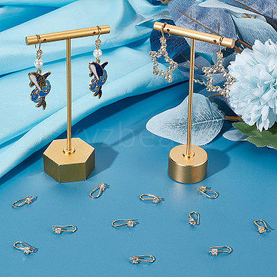30Pcs Brass Micro Pave Clear Cubic Zirconia Earring Hooks KK-BBC0005-14-1