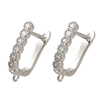 Rack Plating Brass Micro Pave Cubic Zirconia Hoop Earring Findings EJEW-H143-05P-1