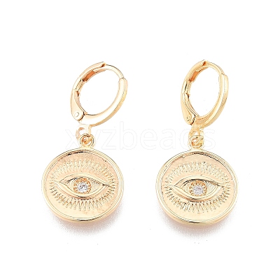 Clear Cubic Zirconia Horse Eye Dangle Leverback Earrings EJEW-N012-104LG-1