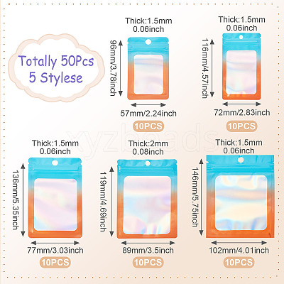 50Pcs 5 Styles Plastic Resealable Bag OPP-TA0001-20-1