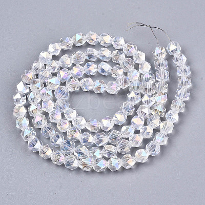 Electroplate Transparent Glass Beads Strands EGLA-T019-06L-1