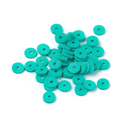 Flat Round Handmade Polymer Clay Beads CLAY-R067-6.0mm-34-1