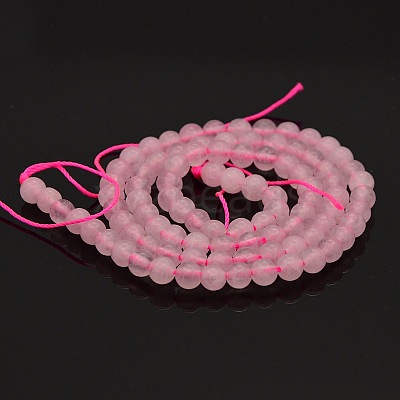 Round Natural Rose Quartz Beads Strands G-N0120-07-4mm-1