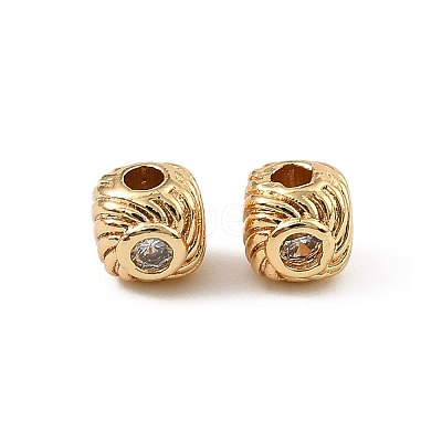 Brass Clear Cubic Zirconia Beads KK-D106-09G-1