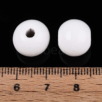 Spray Painted Round Natural Schima Wood Beads WOOD-A018-12mm-30-1