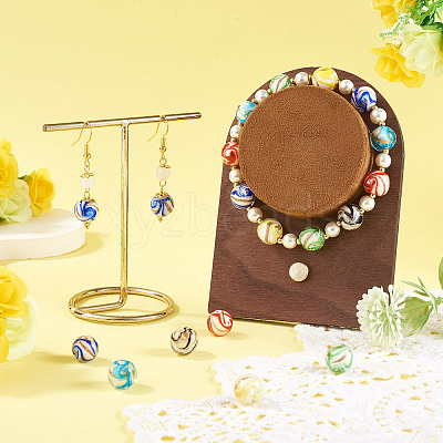 36Pcs 6 Colors Handmade Gold Sand Lampwork Beads LAMP-TA0002-61-1