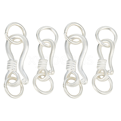 4Pcs 2 Styles 925 Sterling Silver S-Shaped Hook Clasps STER-GO0001-16-1