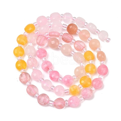 Cherry Quartz Glass  & Dyed Natural White Jade Beads Strands G-Z135-B01-1