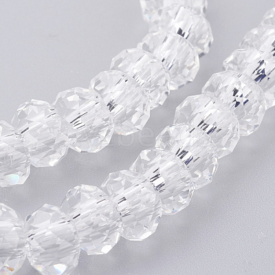 Faceted Imitation Crystal Glass Rondelle Beads X-GLAA-D030-1-1