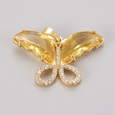 Brass Glass Pendants KK-P186-B11-1