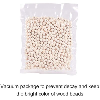Unfinished Wood Beads WOOD-PH0008-19-WH-1