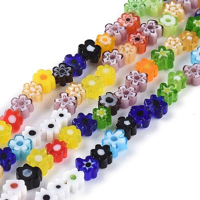 Handmade Millefiori Glass Bead Strands X-LAMP-J035-4mm-02-1