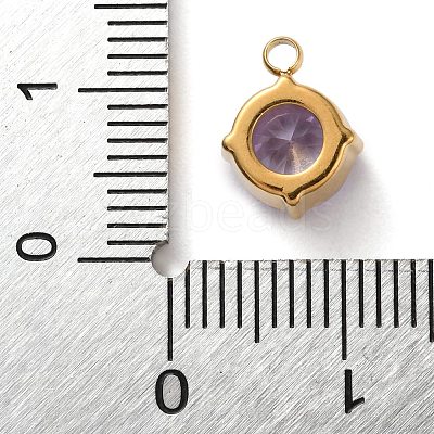 304 Stainless Steel Micro Pave Cubic Zirconia Pendants STAS-K292-01G-06-1