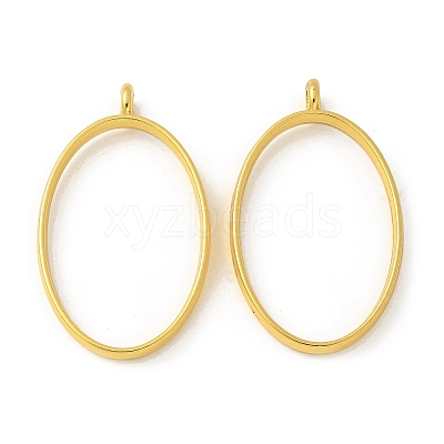 Rack Plating Alloy Oval Open Back Bezel Pendants X-PALLOY-S047-26E-FF-1