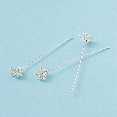 Brass Flower Head Pins KK-G413-04S-1