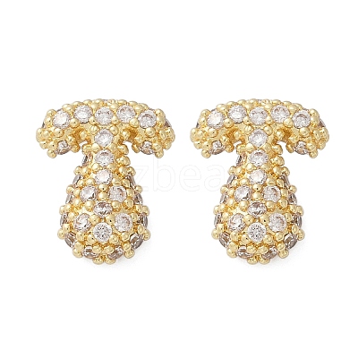 Brass Micro Pave Cubic Zirconia Stud Earrings EJEW-Z091-04G-T-1