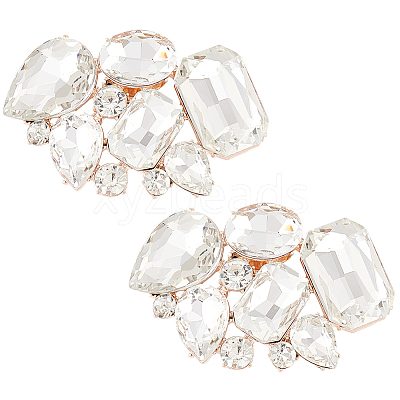 Elegant Alloy Rhinestone Detachable Shoe Buckle Clips AJEW-FG0002-31-1