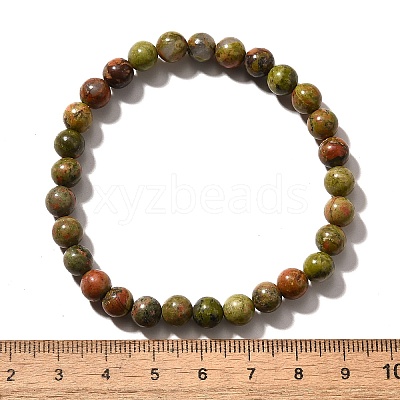 Natural Unakite Bead Stretch Bracelets BJEW-K212-A-006-1