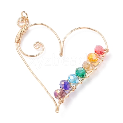 Wire Wrapped Glass Pendants PALLOY-JF01321-02-1