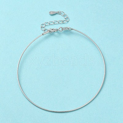 Anti-Tarnish Rhodium Plated 925 Sterling Silver Bangles BJEW-G681-01A-P-1