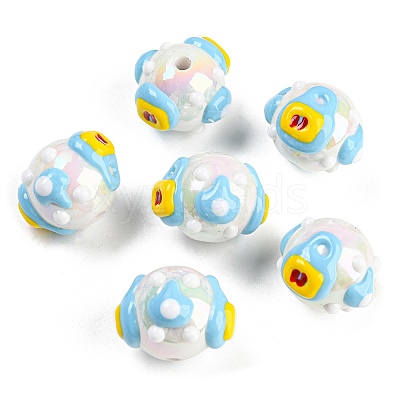 Hand Painted Acrylic with Enamel Beads MACR-K354-18A-1