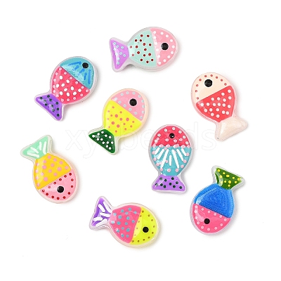 8Pcs 8 Colors Painted Glass Beads LAMP-YW0004-07-1