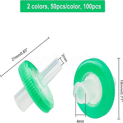 100Pcs 2 Colors Plastic Disposable Microporous Needle Syringe Filter AJEW-OC0002-54-1