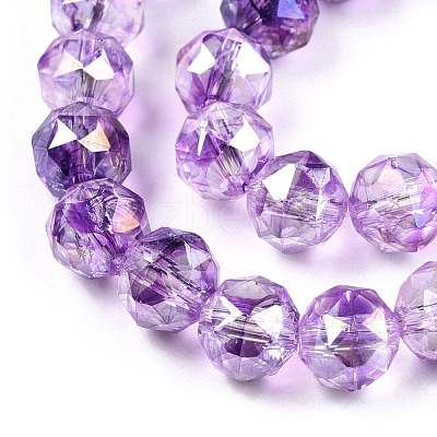 Transparent Electroplate Glass Beads Strands X-EGLA-N006-077E-1