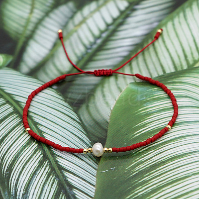 Adjustable Glass Seed Bead Braided Bead Bracelets for Women VT9382-3-1
