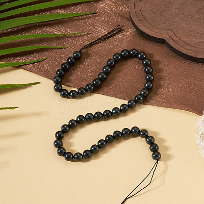 1 Strand Natural Shungite Beads Strands G-TA0003-34C-1