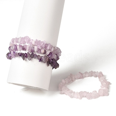 4Pcs Gemstone Beaded Stretch Bracelets Set BJEW-JB11182-1