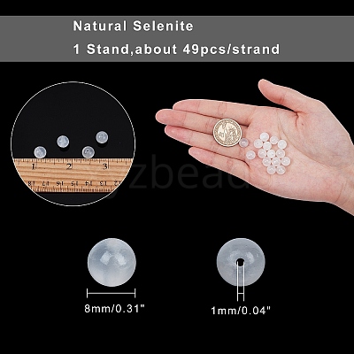 Natural Selenite Beads Strands G-AR0001-79-1