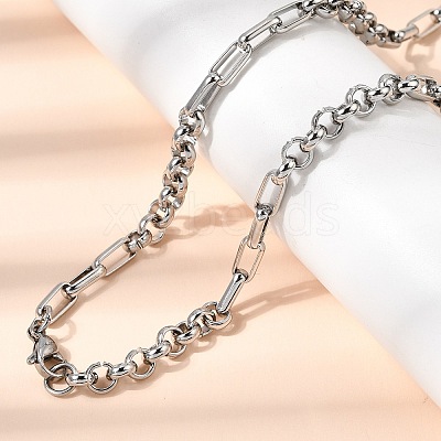 304 Stainless Steel Teardrop Link Chain Bracelet & Necklace Jewelry Sets SJEW-L199-18P-1