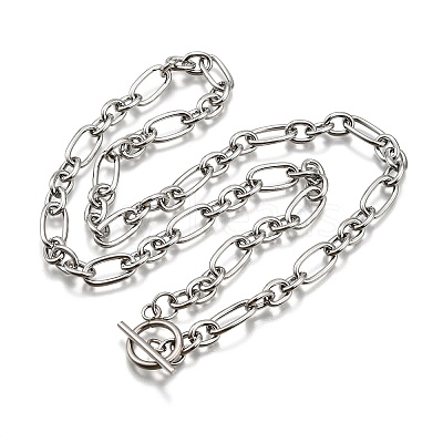 Non-Tarnish Unisex 304 Stainless Steel Figaro Chain Necklaces X-NJEW-H215-03P-1