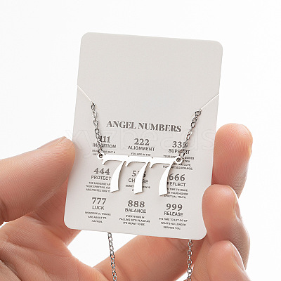 201 Stainless Steel Angel Number Pendant Necklaces for Women FS-WG21275-14-1