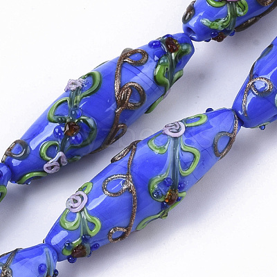 Handmade Gold Sand Lampwork Beads Strands LAMP-T007-02G-1
