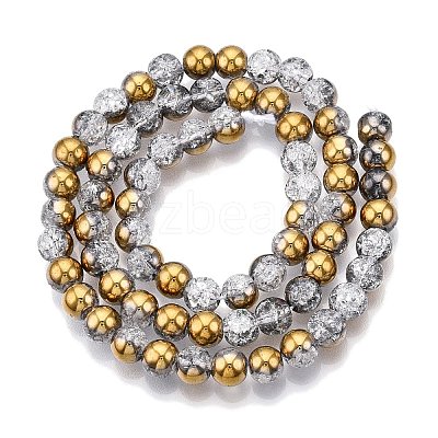 Electroplated Crackle Glass Beads Strands EGLA-N014-6mm-04-1