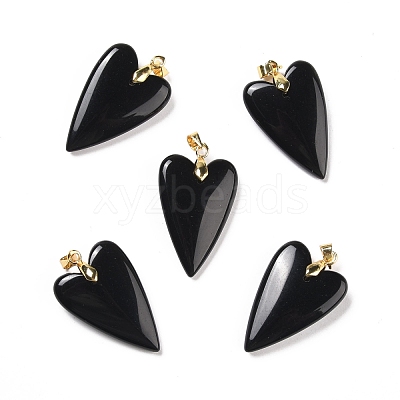 Natural Obsidian Pendants G-E570-01G-10-1