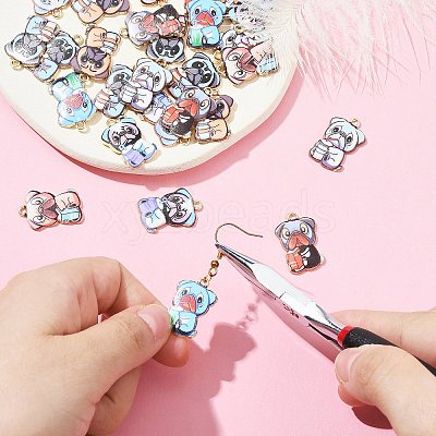 30Pcs Printed Alloy Pendants ENAM-CJ0005-58-1
