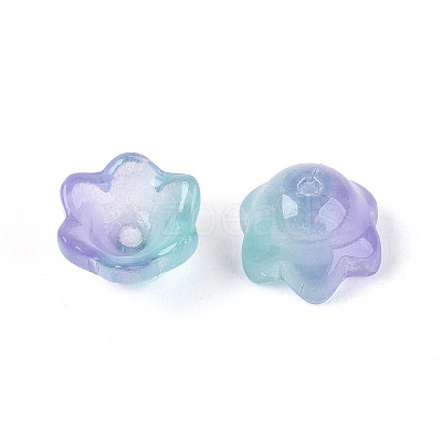 Transparent Two Tone Spray Painted Glass Bead Caps A-GLAA-Q089-002B-002-1
