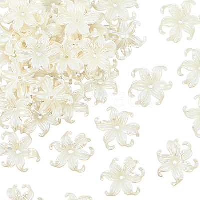 80Pcs Opaque Acrylic Bead Caps OACR-PA0001-21-1