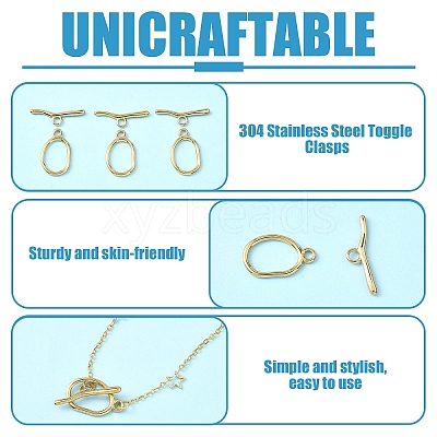 5Pcs 304 Stainless Steel Toggle Clasps STAS-YW0003-36G-1